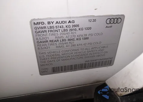 2021 Audi Sq5 Premium Plus Tfsi Quattro Tiptronic из США, поврежденный, VIN WA1B4AFY3M2044742